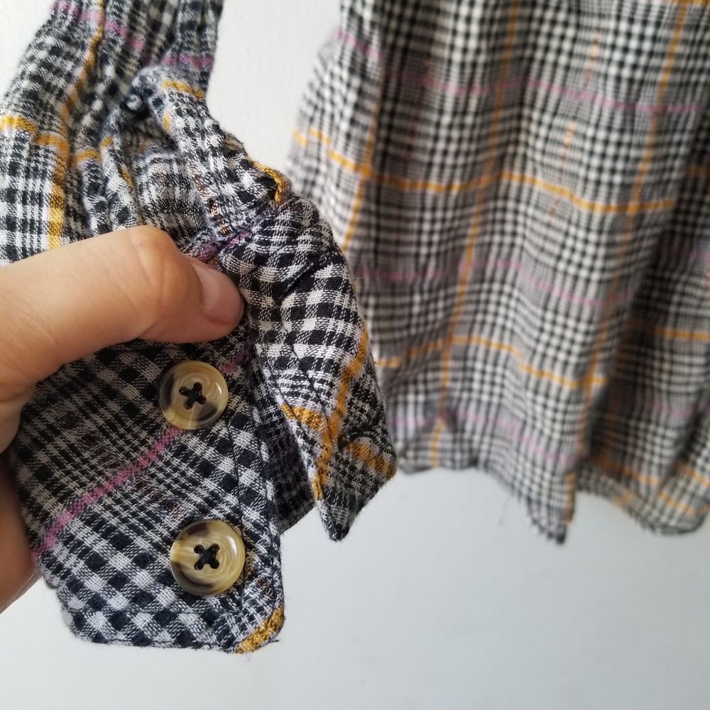 Free People Plaid Break My Stride Top Blouse Small - Picture 10 of 10